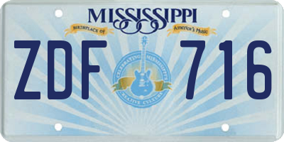 MS license plate ZDF716