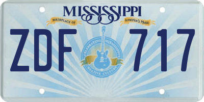 MS license plate ZDF717