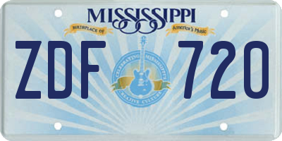 MS license plate ZDF720