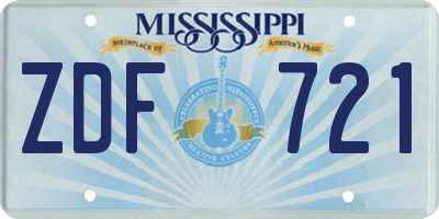 MS license plate ZDF721