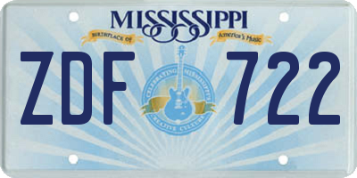 MS license plate ZDF722