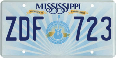 MS license plate ZDF723