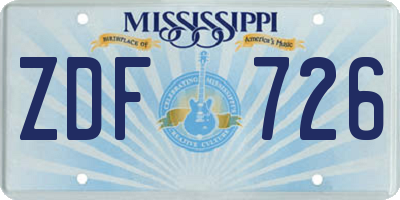 MS license plate ZDF726