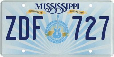 MS license plate ZDF727