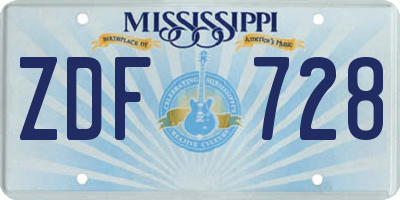 MS license plate ZDF728