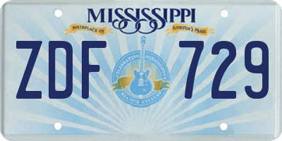MS license plate ZDF729