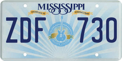 MS license plate ZDF730