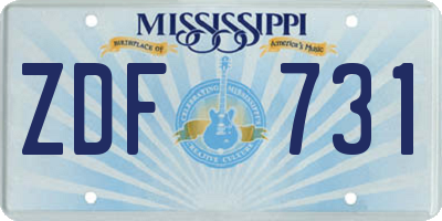 MS license plate ZDF731