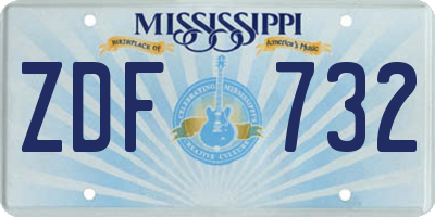MS license plate ZDF732