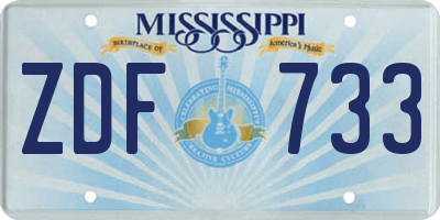 MS license plate ZDF733