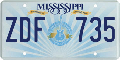 MS license plate ZDF735