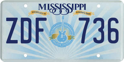 MS license plate ZDF736