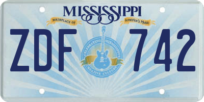 MS license plate ZDF742