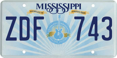 MS license plate ZDF743
