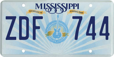 MS license plate ZDF744
