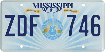 MS license plate ZDF746