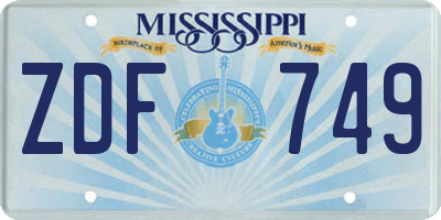MS license plate ZDF749