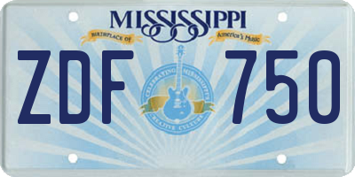 MS license plate ZDF750
