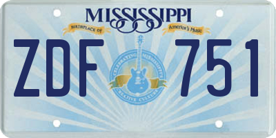 MS license plate ZDF751
