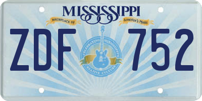 MS license plate ZDF752