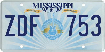 MS license plate ZDF753