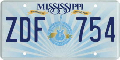 MS license plate ZDF754