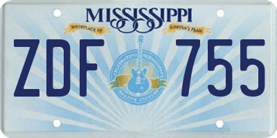 MS license plate ZDF755
