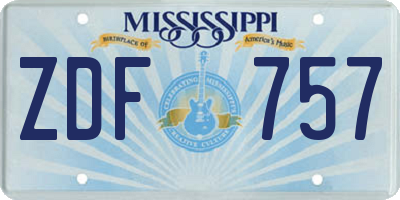 MS license plate ZDF757