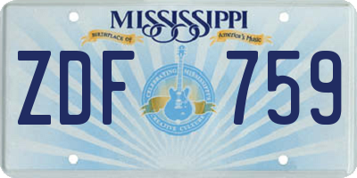 MS license plate ZDF759
