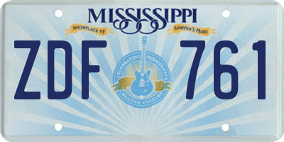 MS license plate ZDF761