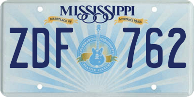 MS license plate ZDF762