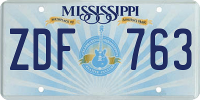 MS license plate ZDF763