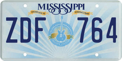 MS license plate ZDF764
