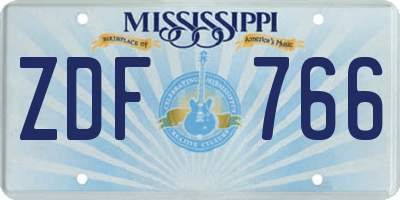 MS license plate ZDF766