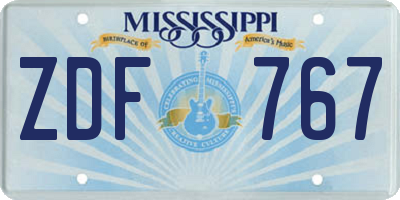MS license plate ZDF767