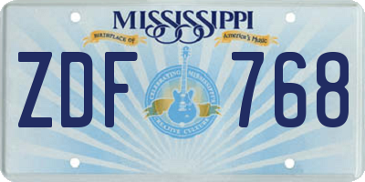 MS license plate ZDF768