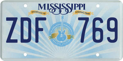 MS license plate ZDF769