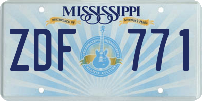 MS license plate ZDF771