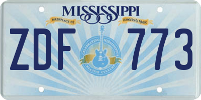 MS license plate ZDF773