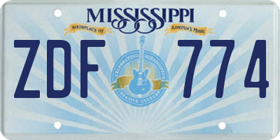 MS license plate ZDF774