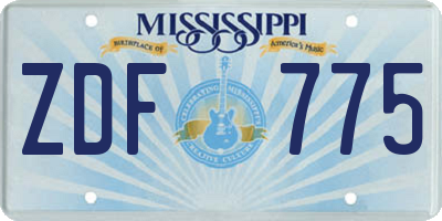 MS license plate ZDF775