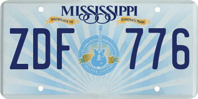 MS license plate ZDF776