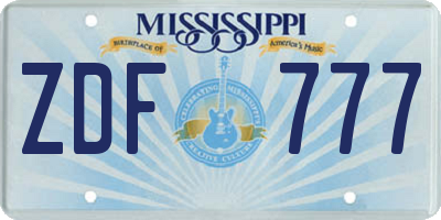 MS license plate ZDF777