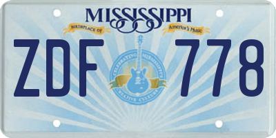 MS license plate ZDF778