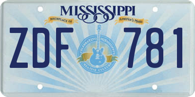 MS license plate ZDF781