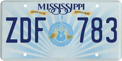 MS license plate ZDF783