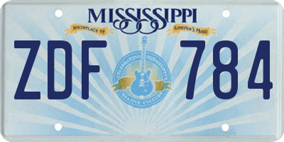 MS license plate ZDF784