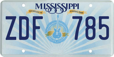MS license plate ZDF785