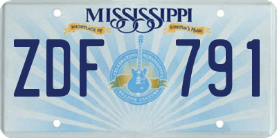 MS license plate ZDF791