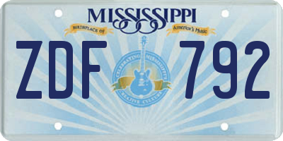 MS license plate ZDF792